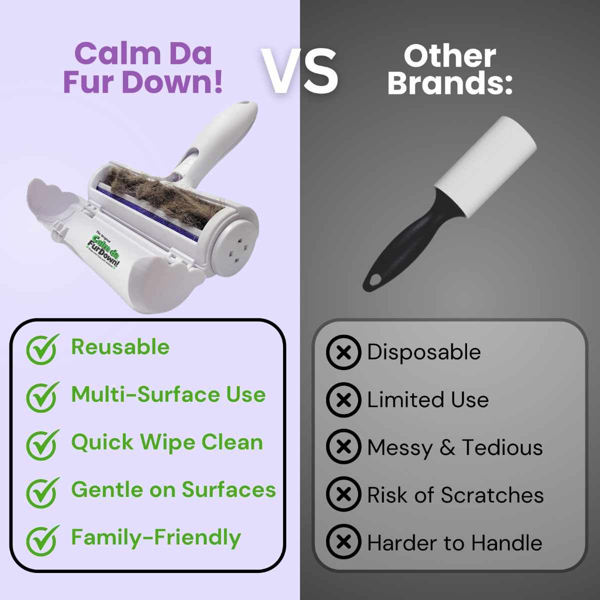 Pet Hair Pick Up Reusable Roller - Calm da Fur Down